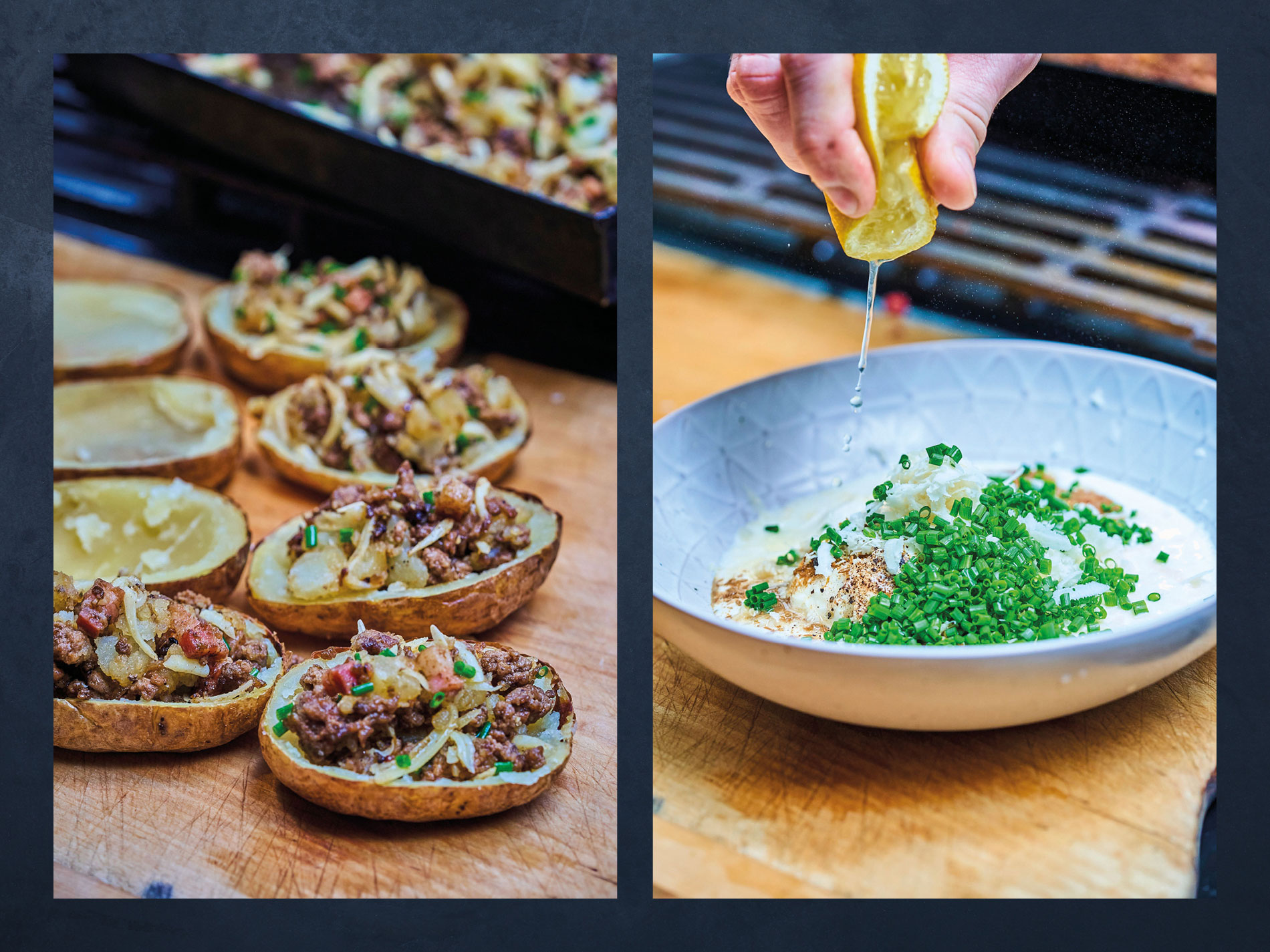 Zu sehen ist ein Ausschnitt des Stop-Motion-Videos zum GQB Rezept "Gefüllte Kartoffel".