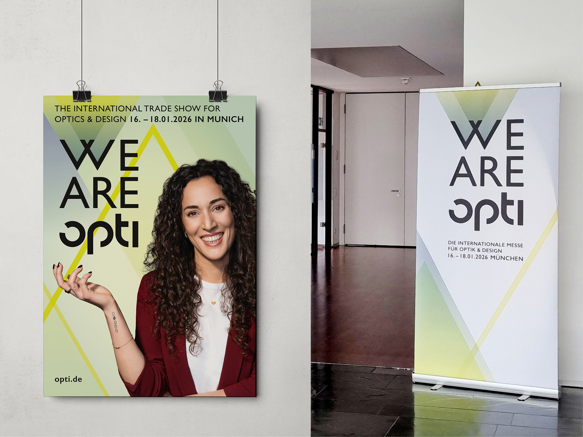 Neues opti Design in Aktion – Roll-ups und Plakate im neuen Look & Feel